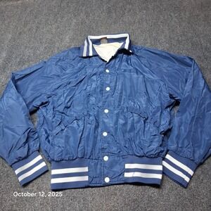 Vintage Aristo Jac Hilton Satin Bomber Jacket Size Large Blue All Tool